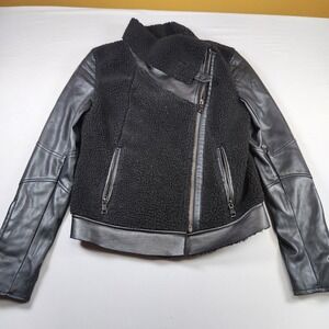 Urbancode Women's Faux Leather Fleece Jacket Size 8 Black